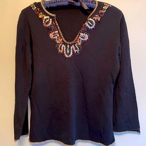 Ruby Rd sweater with beaded neckline
